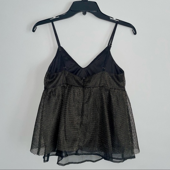 Gianni Bini Black Gold Mesh Babydoll Style Top - XS - Picture 5 of 6